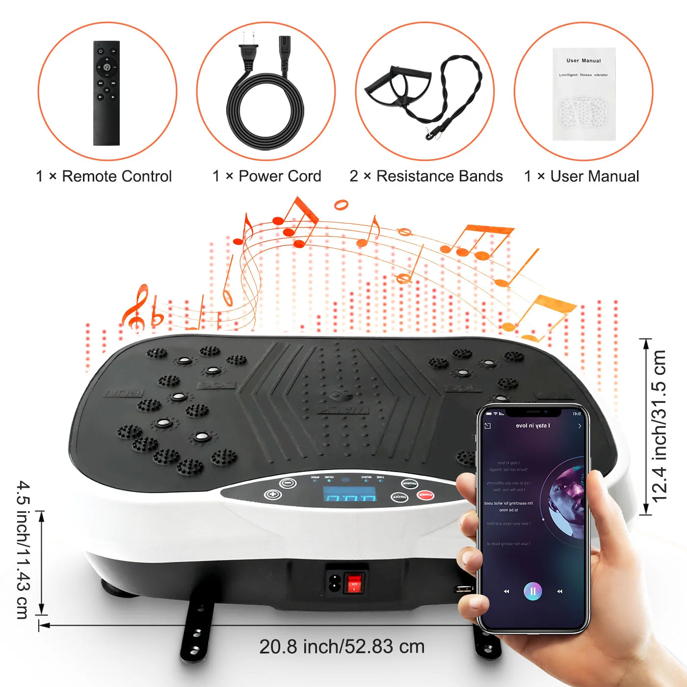 Vibration Plate Exercise Machine Portable Fat Burning Full Body Workout Bluetooth Remote Included