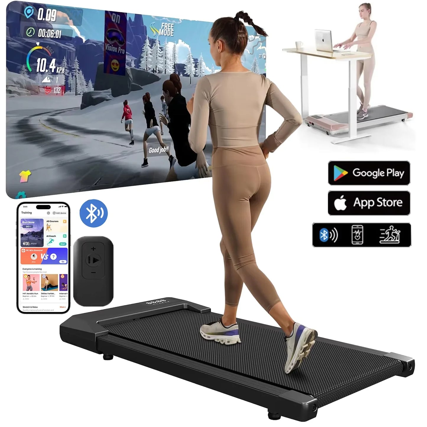 Superun 2In1 2.5HP Home Treadmill With LCD Display 300lbs