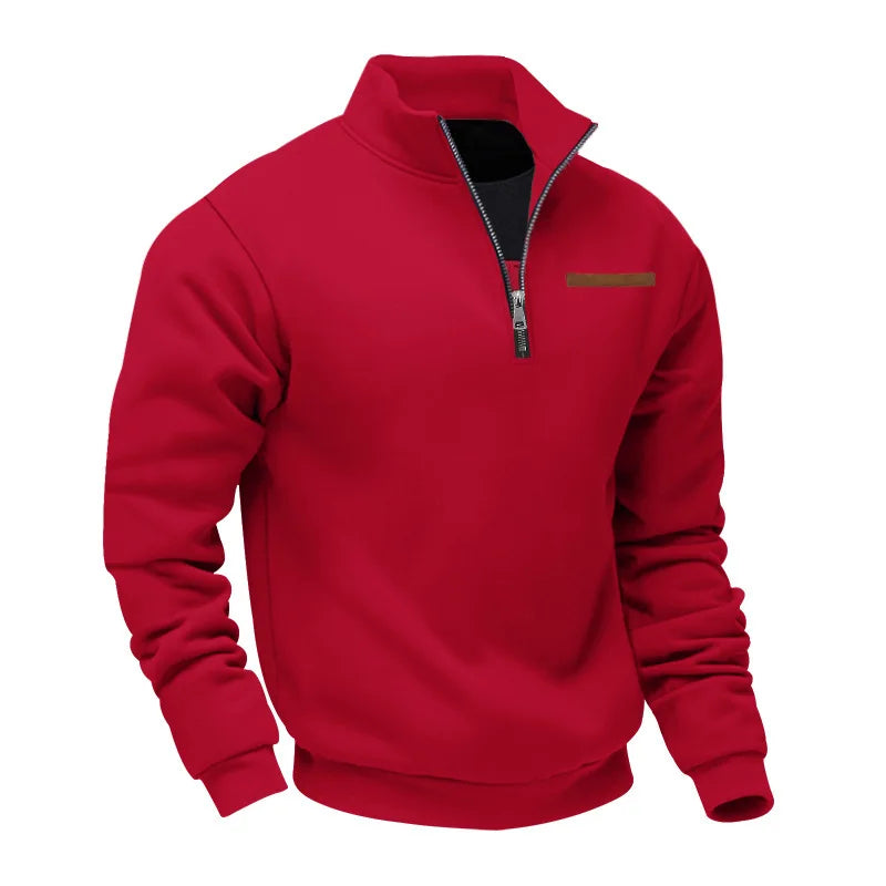 Men's Autumn Winter Heavy Fleece Hoodie Half Zip Stand Collar