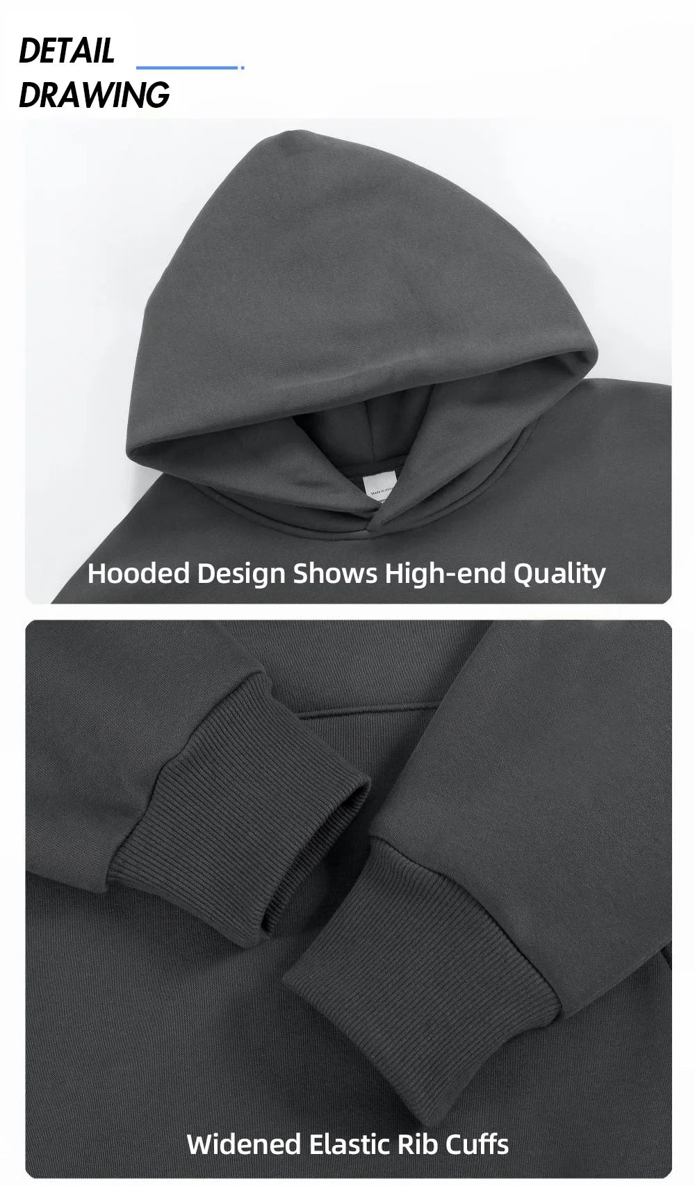 Heavy Weight Cotton Hooded Sweatshirt Unisex Fleece Pullover