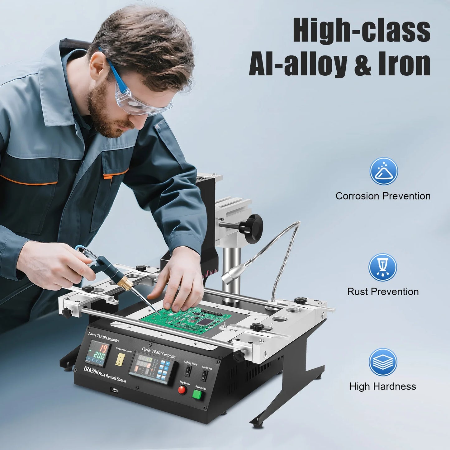 1250W USB Powered Soldering Rework Station for Laptop and Desktop Motherboard Repair with Dual Zone Temperature Control