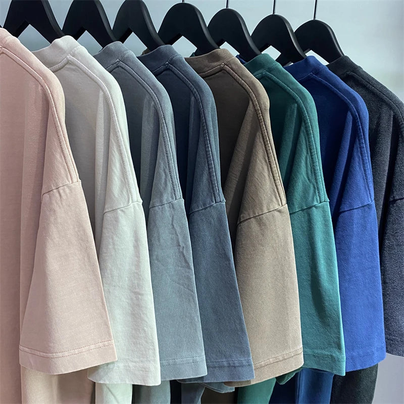 ZODF Basic Solid Washed Cotton Tee For Men Unisex Streetwear
