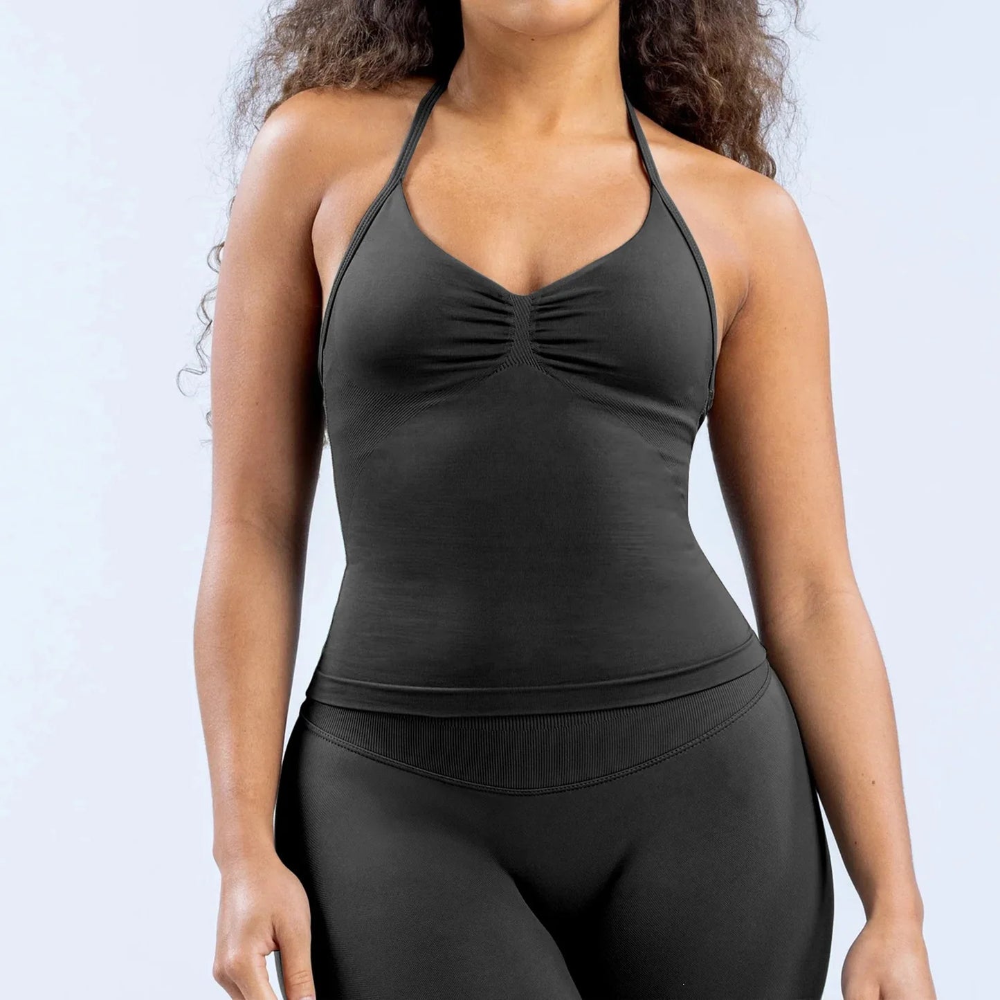 Women Halter Neck Yoga Set 2 Piece High Waist Leggings Crop Top