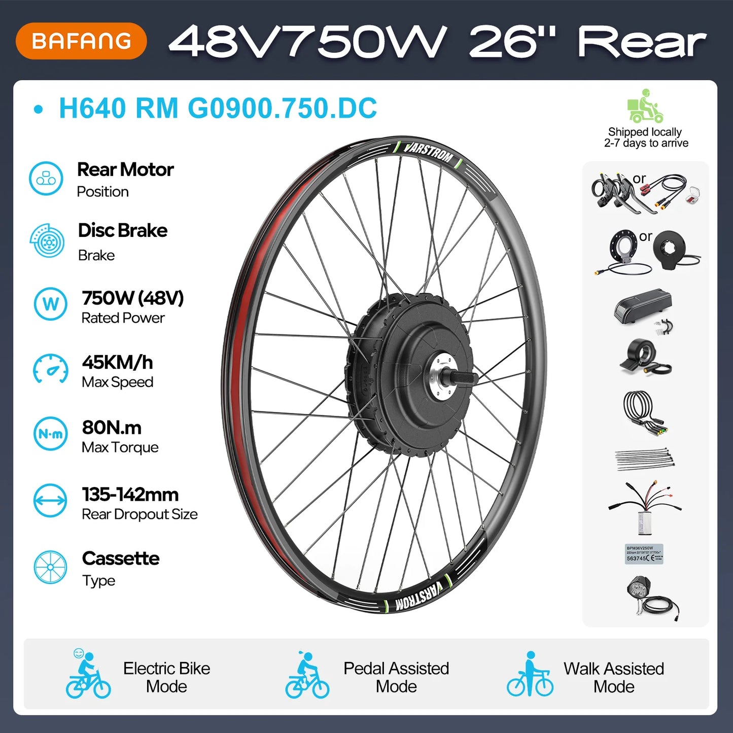 Bafang Varstrom Rear Hub Motor Ebike Kit 500W 65Nm Torque 36V Or 48V Fits 135-142mm Dropout