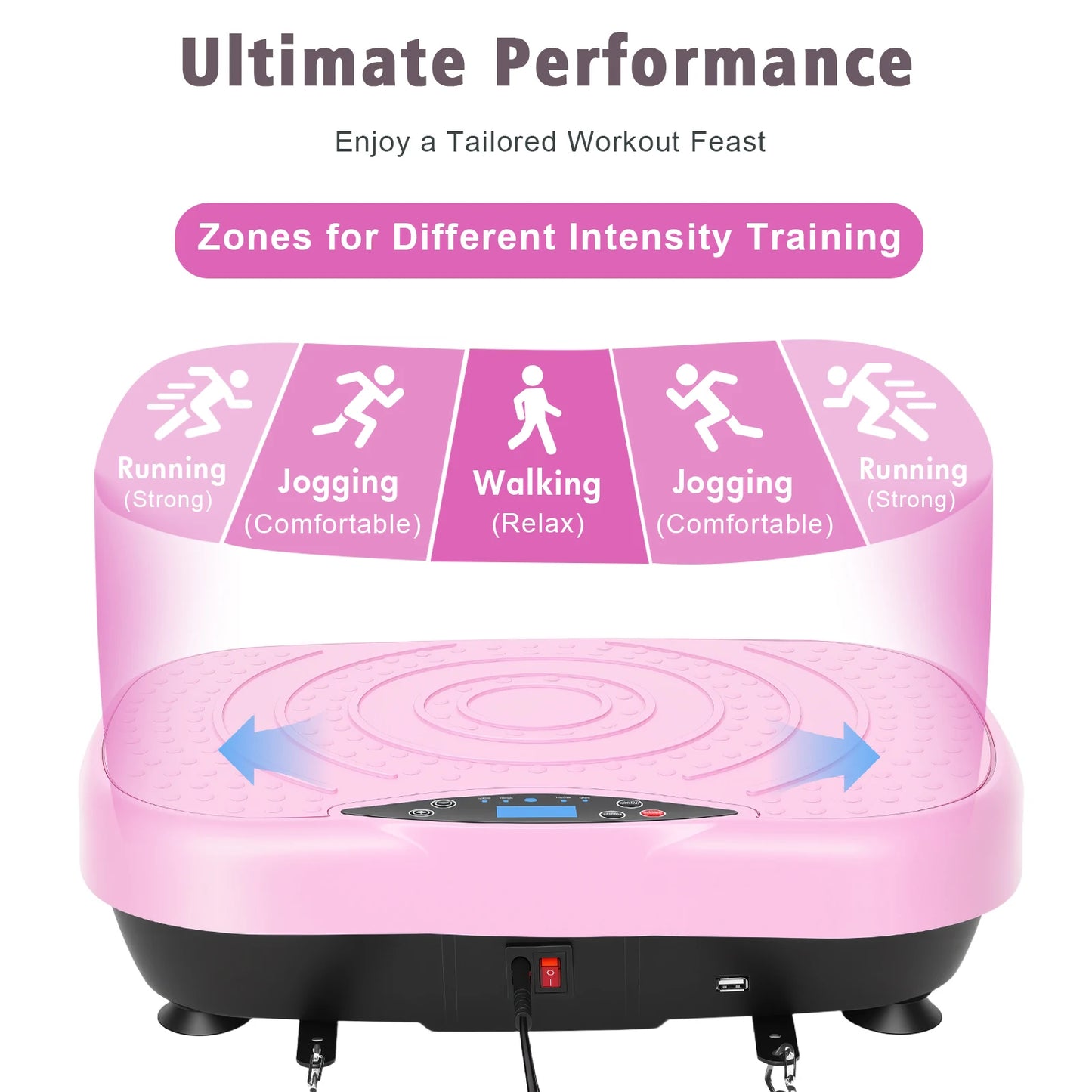 Whole Body Vibration Plate Exercise Machine With Bluetooth Resistance Bands