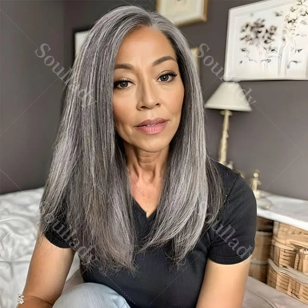 Silver Luxe Gray HD 13x4.5 Lace Frontal Wig Swiss Lace 100% Virgin Remy Brazilian Human Hair