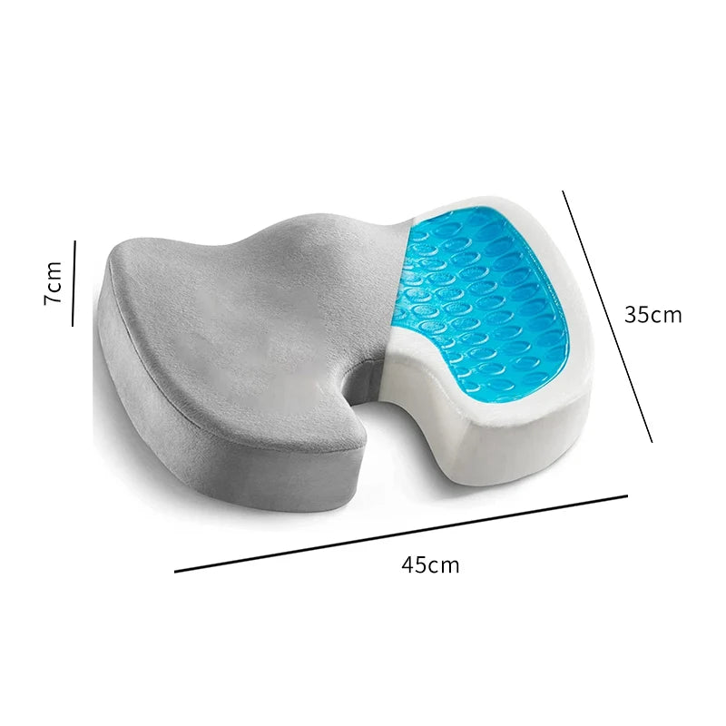 Gel Memory Foam Seat Cushion Non Slip Orthopedic Coccyx Relief Pad