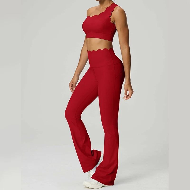 GFFUD Women Yoga Set 2 Piece High Waist Leggings Gym Tops Tummy Control