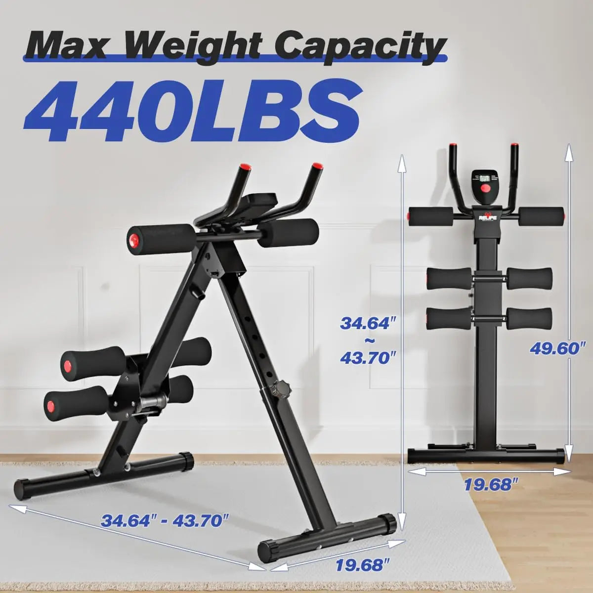 Foldable Core Abdominal Trainer For Home Gym With Resistance Bands