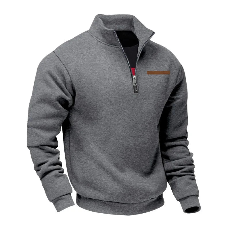 Men's Autumn Winter Heavy Fleece Hoodie Half Zip Stand Collar