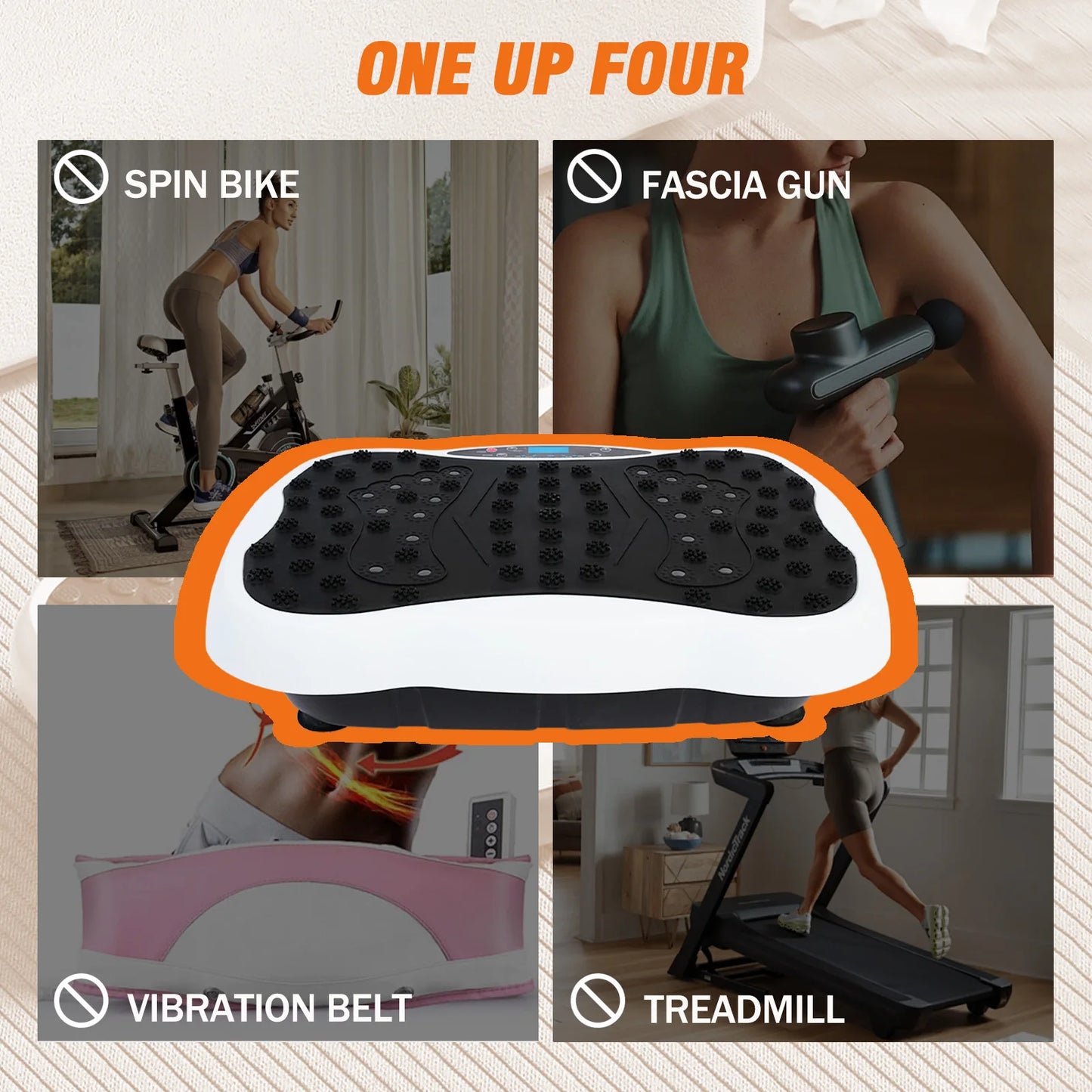 Full-Body Vibration Plate Exercise Machine With Resistance Bands Remote Control