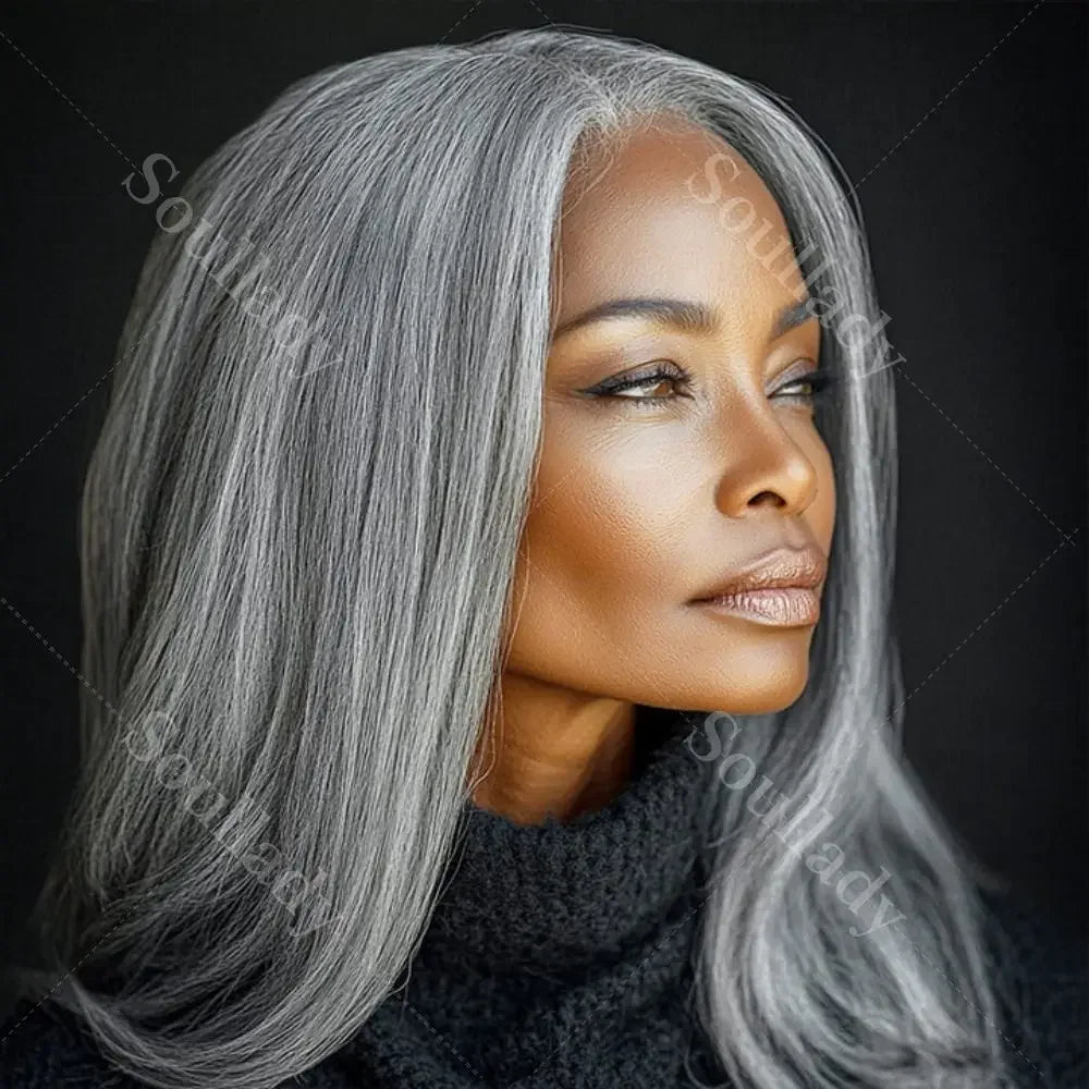 Silver Luxe Gray HD 13x4.5 Lace Frontal Wig Swiss Lace 100% Virgin Remy Brazilian Human Hair