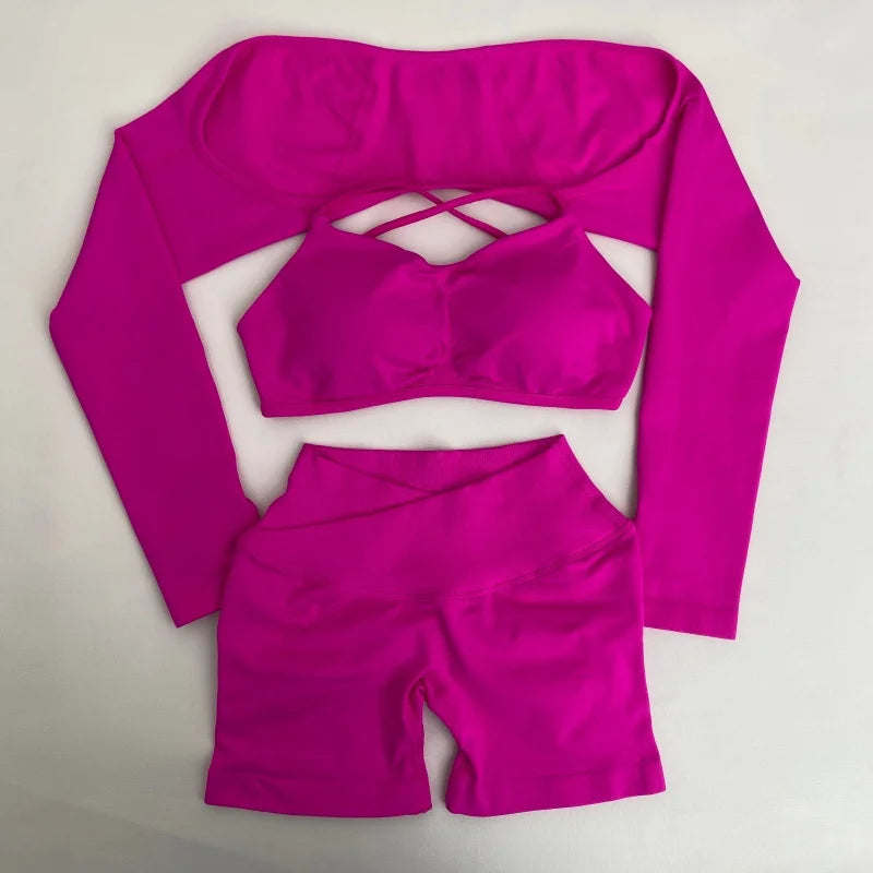 OPKVEDO Yoga Vision 3 Piece Set Seamless Gym Wear