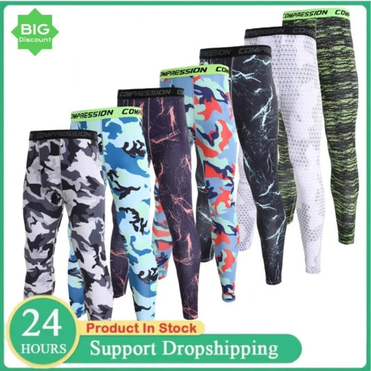Men's Camouflage Running Training Compression Leggings For Sports