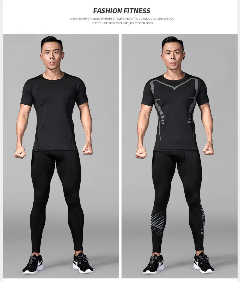 Men's Warm Compression Leggings For Running And Training