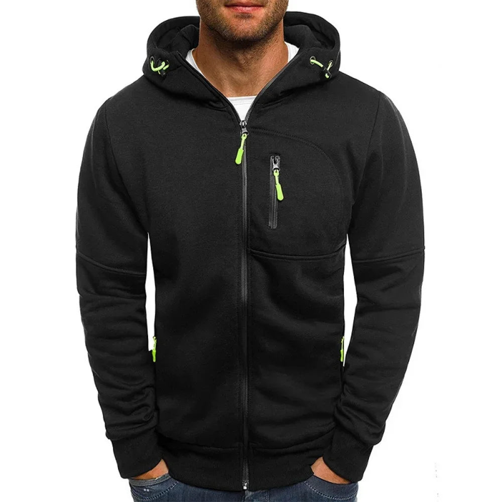 Men's Hooded Zip Sweatshirt Long Sleeve Jacket Sportswear