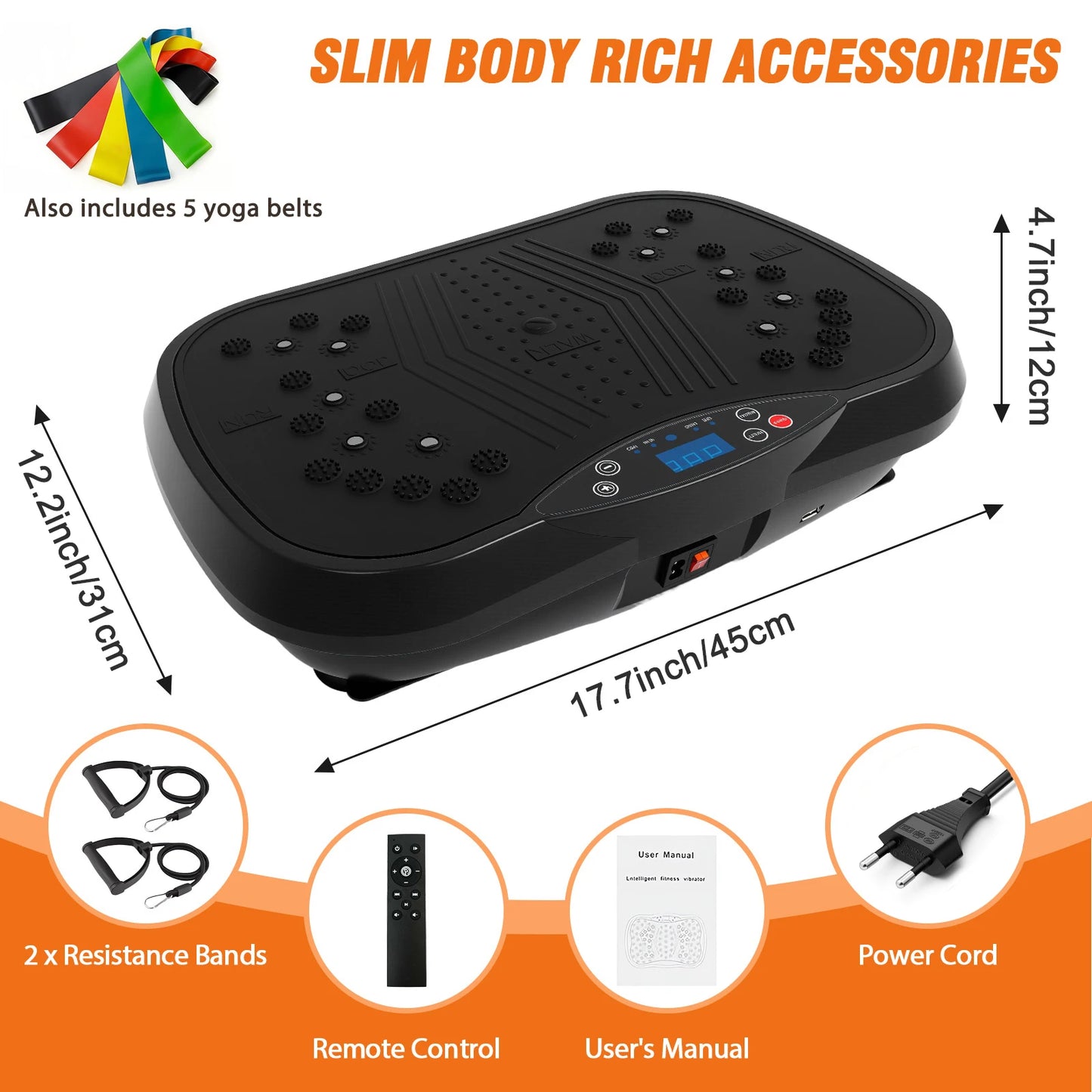 Portable Vibration Plate Exercise Machine With Bluetooth Resistance Bands