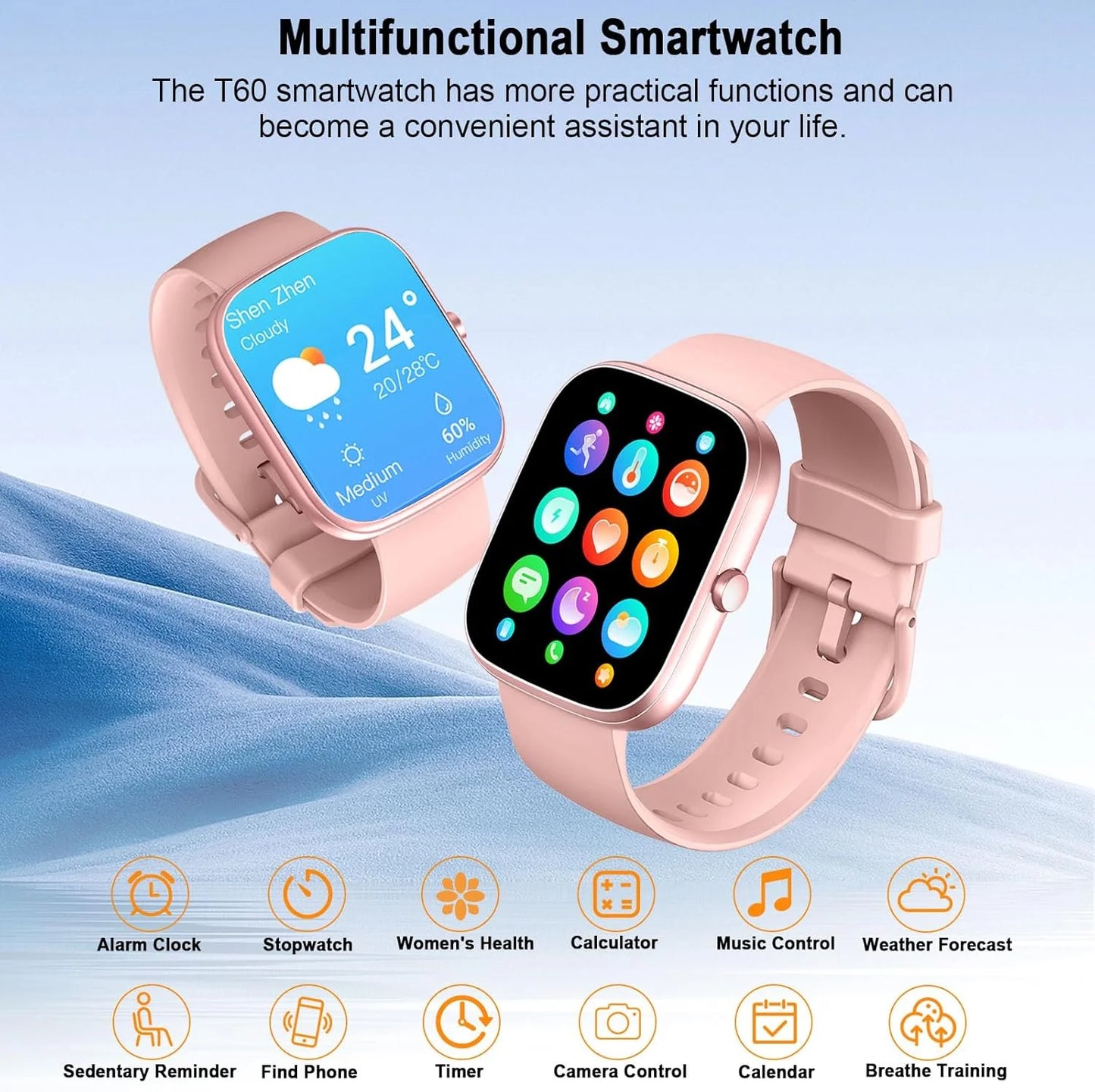 Nerunsa IP68 Waterproof Smart Watch Fitness Tracker With Heart Rate Monitor 1.91 Inch Display