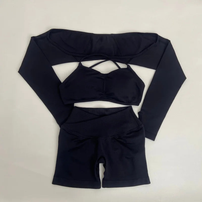 OPKVEDO Yoga Vision 3 Piece Set Seamless Gym Wear