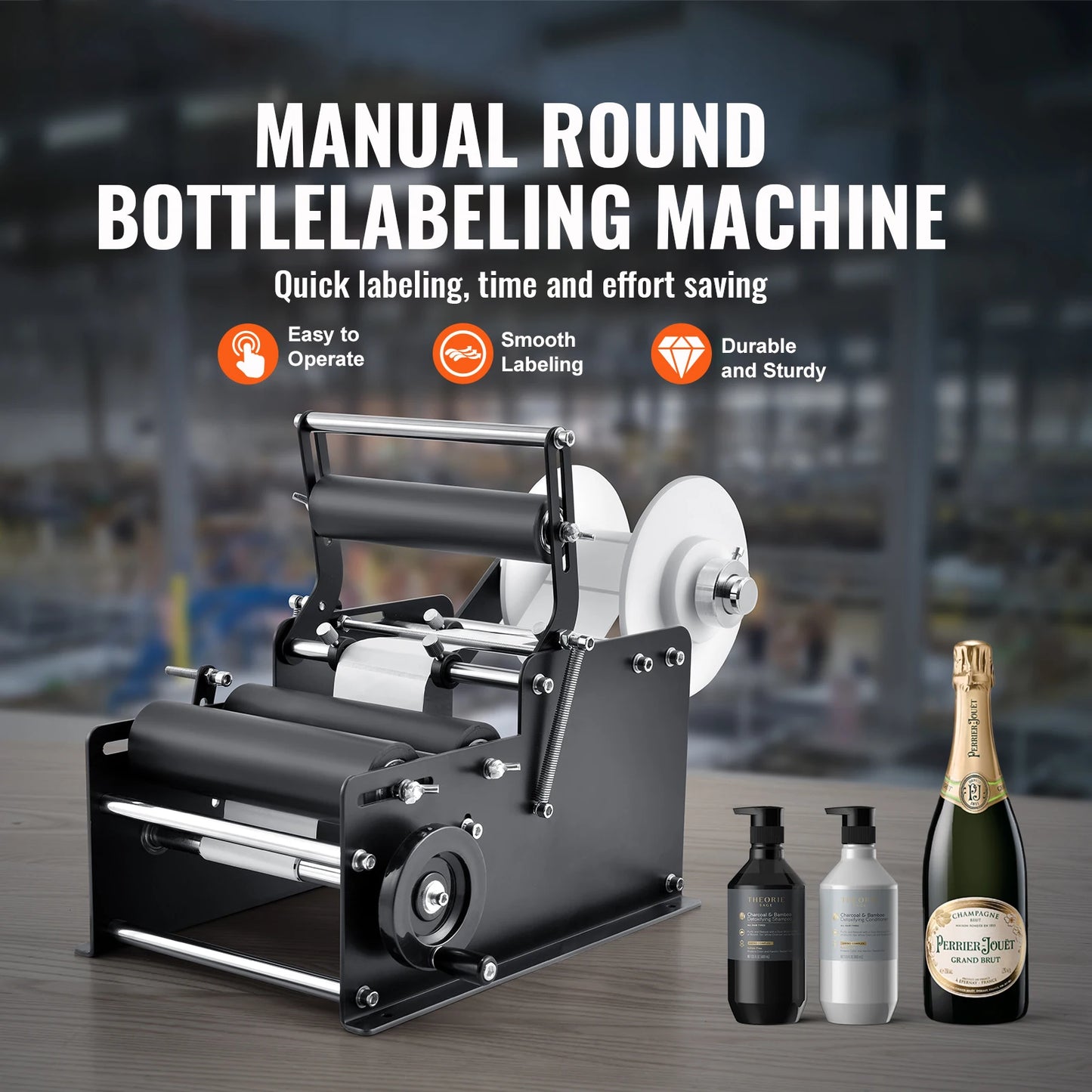 Manual Round Bottle Labeling Machine Adjustable Labeler Non Electric