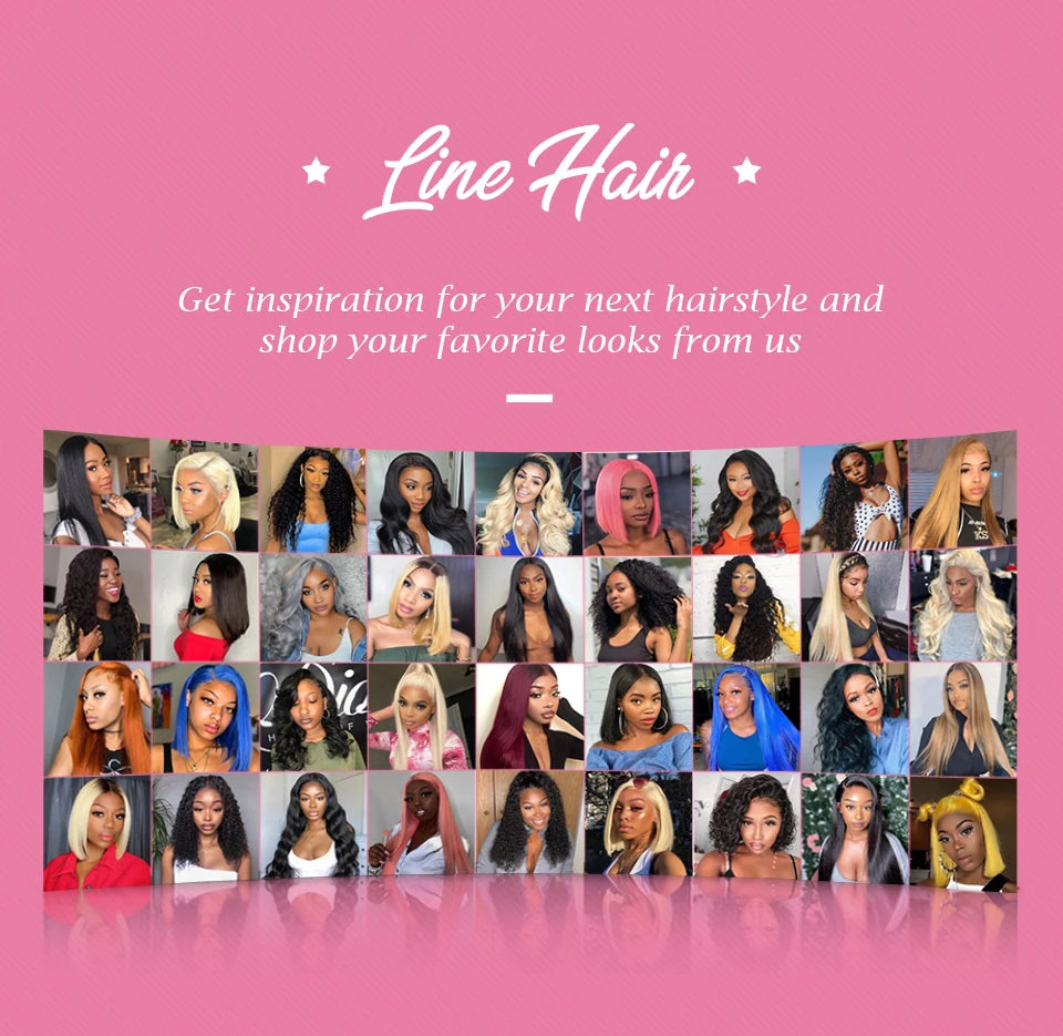 Line Hair Kinky Straight Bob Wig Glueless HD Lace Front