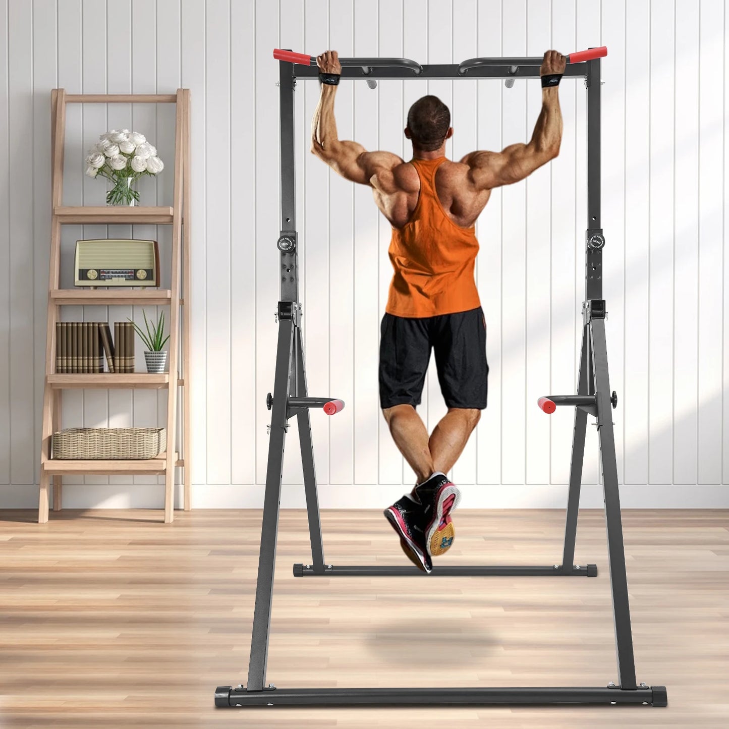 Foldable Power Tower Dip Station Triangular Pull Up Station