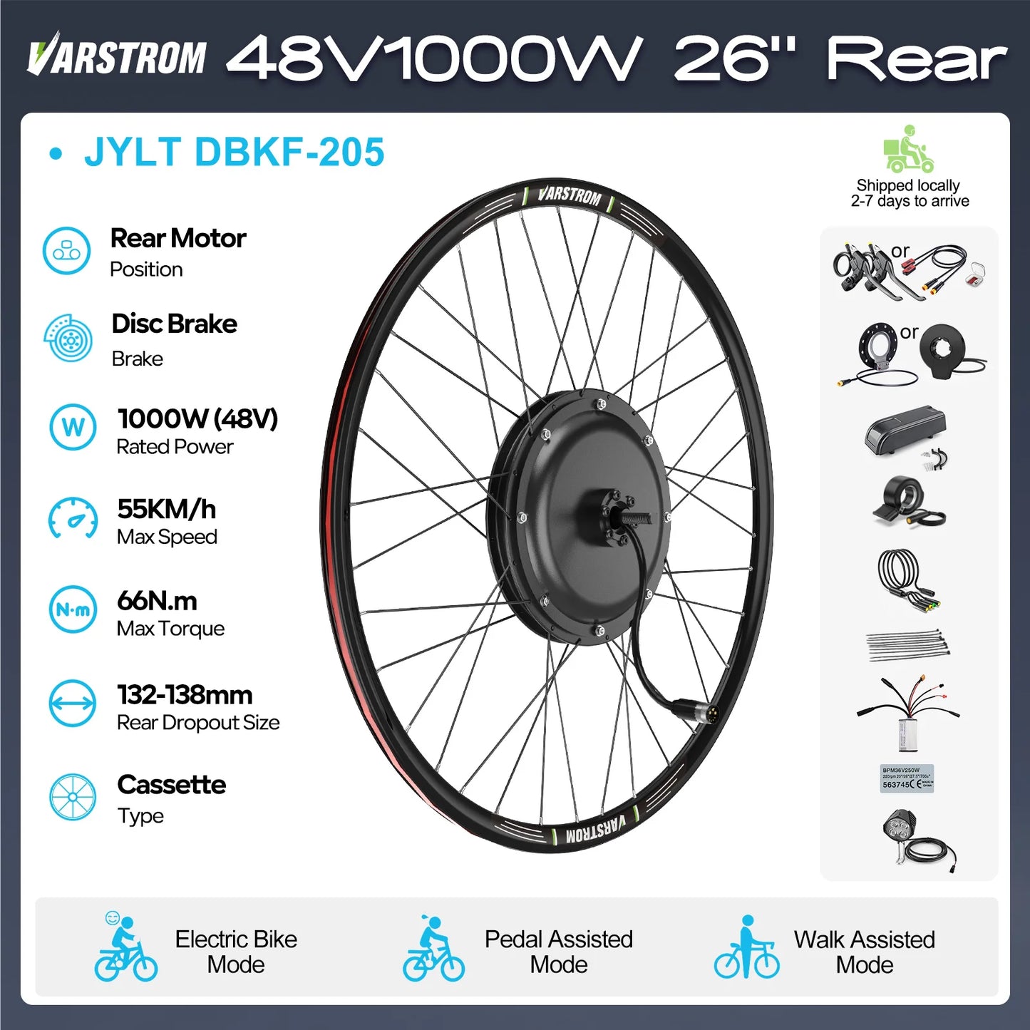 Bafang Varstrom Rear Hub Motor Ebike Kit 500W 65Nm Torque 36V Or 48V Fits 135-142mm Dropout