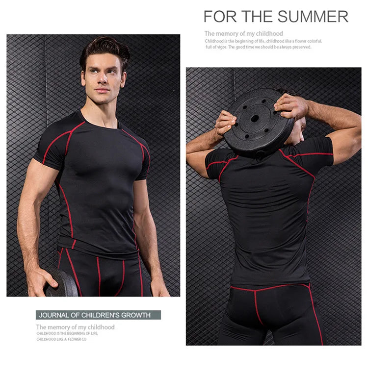 Yuerlian Elastic Men Running Quick Dry Fitness Shirt