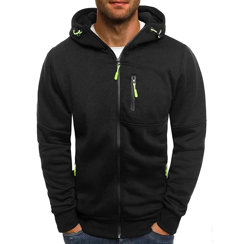 Men's Hooded Zip Sweatshirt Long Sleeve Jacket Sportswear