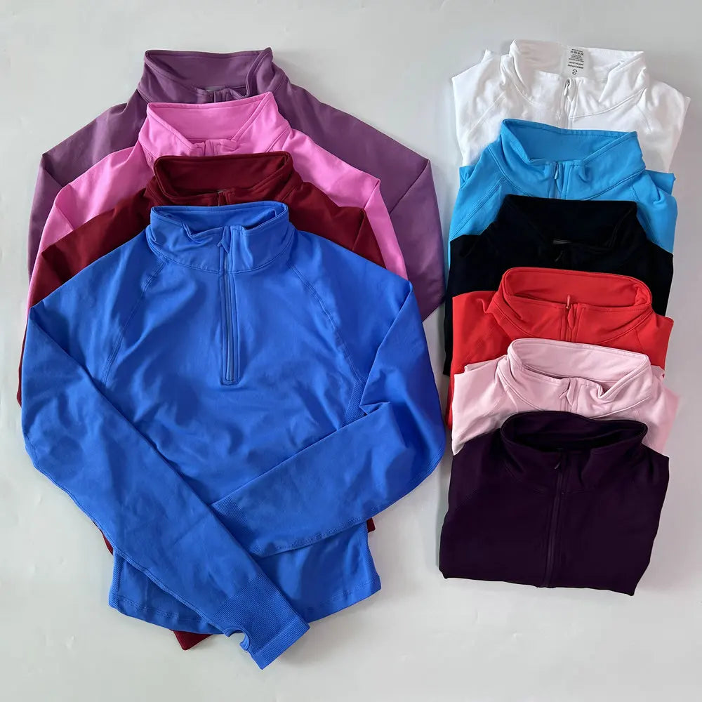 Yoga Jacket Half Zip For Women Long Sleeve Seamless Activewear With Breathable Ventilation And High Stretch