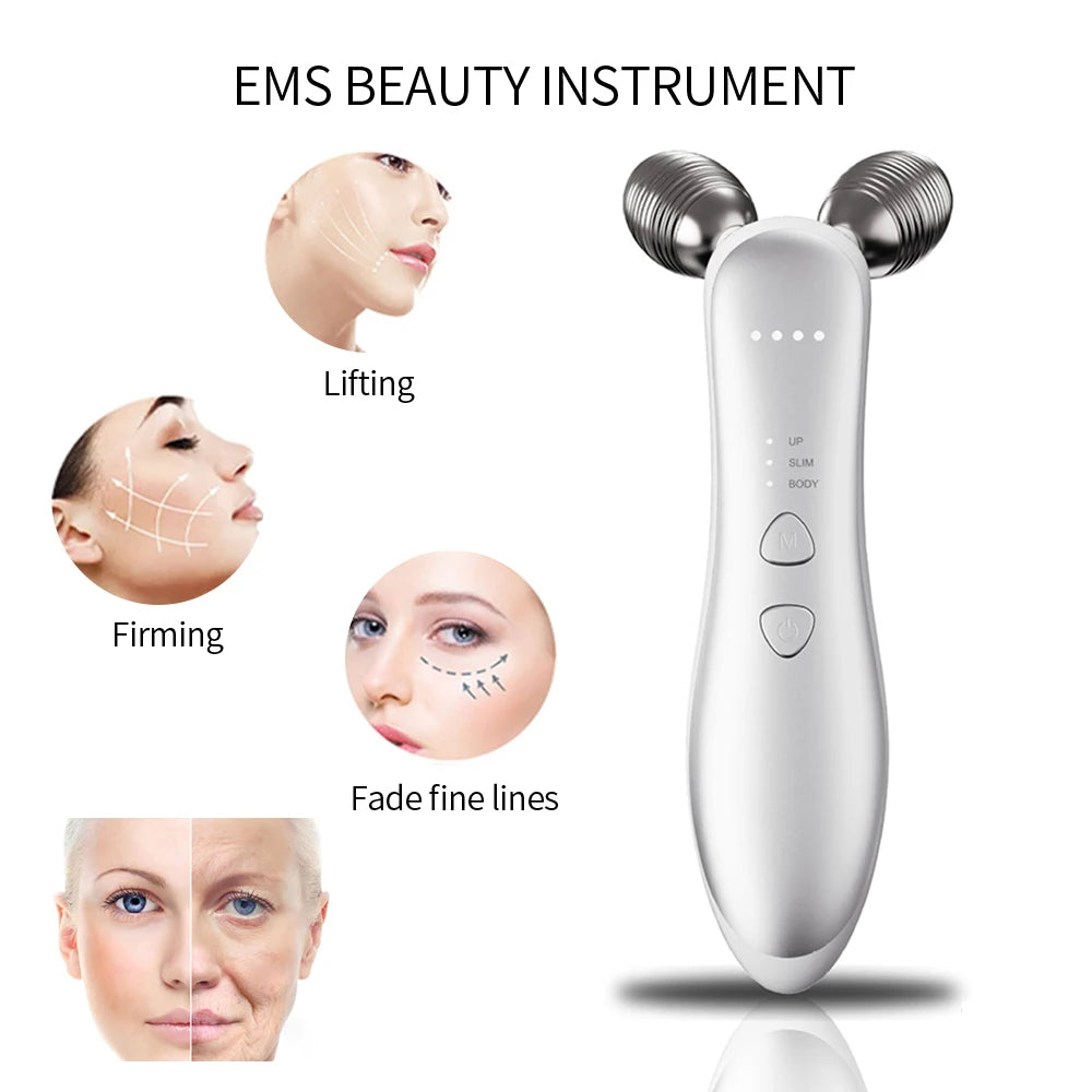 Foreverlily 3D Sculptor Muscle Ball Massage Roller Stainless Steel USB Rechargeable Facial Contouring Jawline Definition