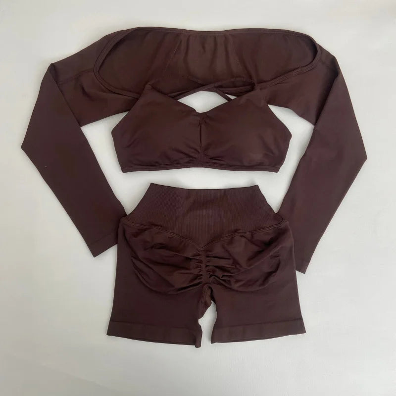 OPKVEDO Yoga Vision 3 Piece Set Seamless Gym Wear