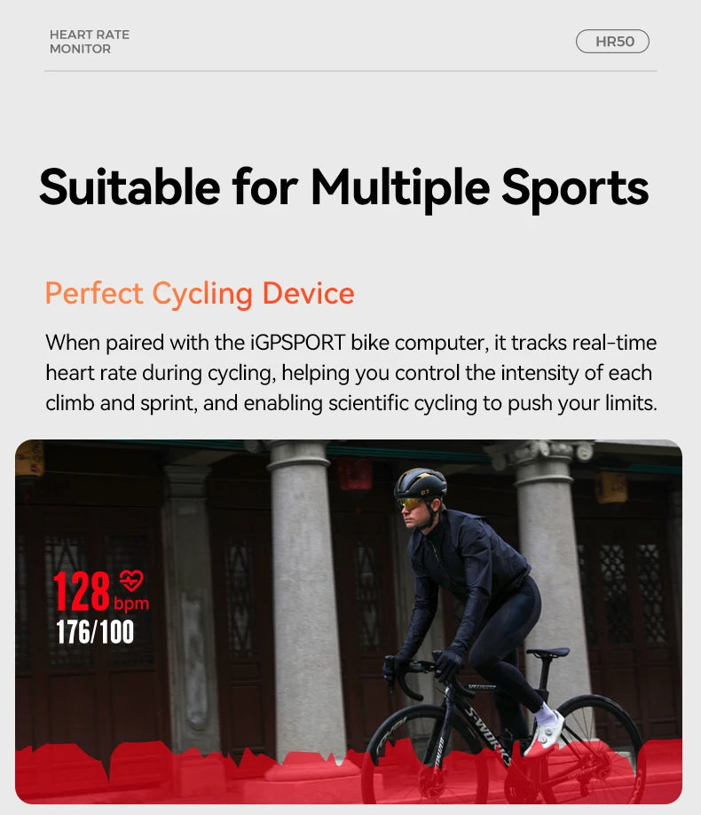 iGPSPORT HR50 Heart Rate Sensor IPX7 Waterproof For Bike Computer And Running