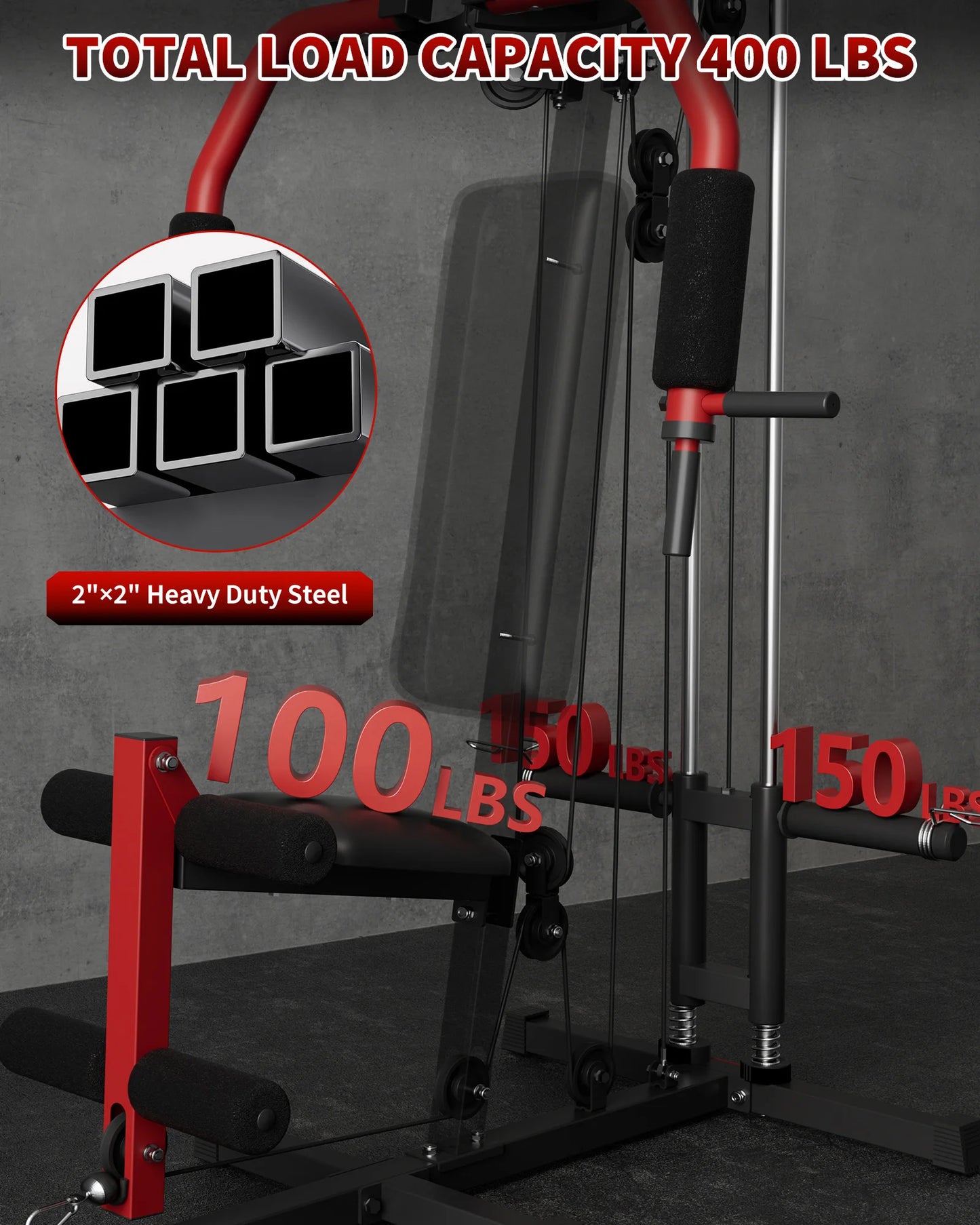 HiMISS 5 In 1 Home Gym Machine With Lat Pulldown Chest Press Leg Extension