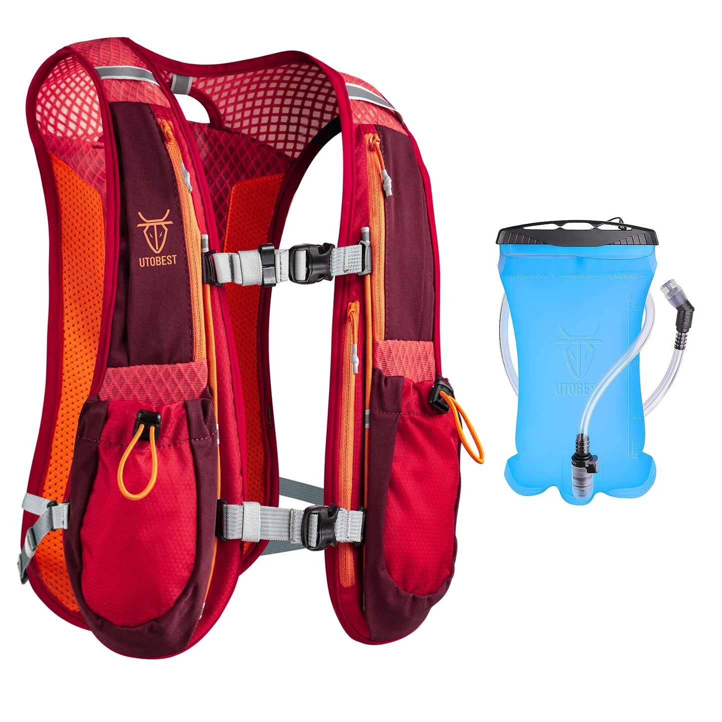 UTOBEST 2 Pack 5L Running Vest With 1.5L Hydration Reservoir Ultralight Multi Pocket For Camping And Fishing