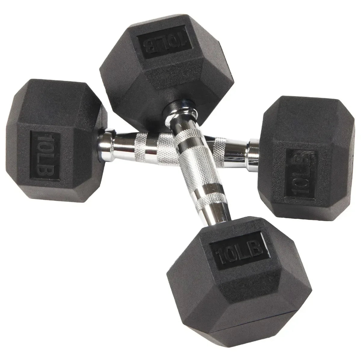 Rubber Encased Hex Dumbbells 10 Lb Pair For Strength Training