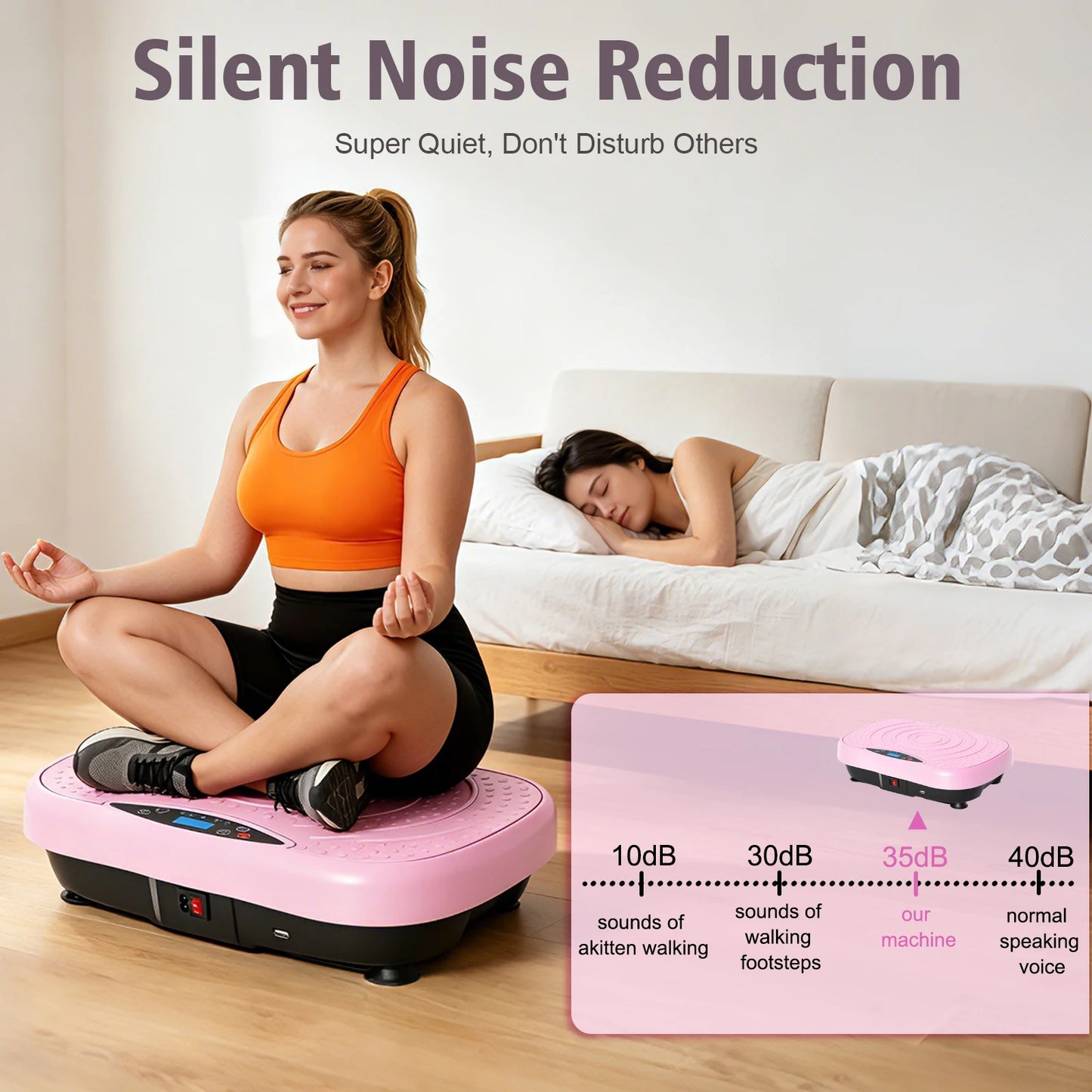 Whole Body Vibration Plate Exercise Machine With Bluetooth Resistance Bands