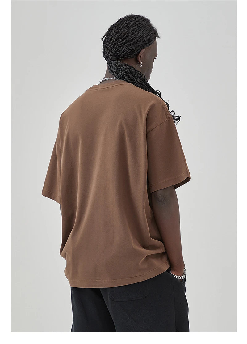 ZODF Basic Solid Washed Cotton Tee For Men Unisex Streetwear