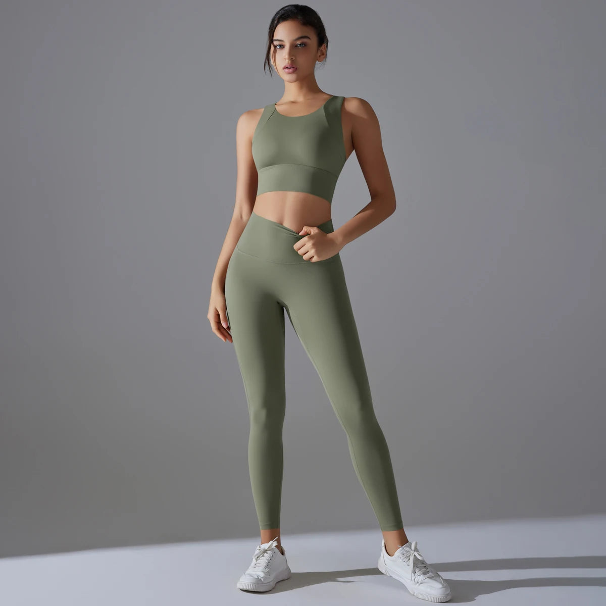 Yoga Set Women's Tracksuit Crop Top Shockproof Sports Bras Gym