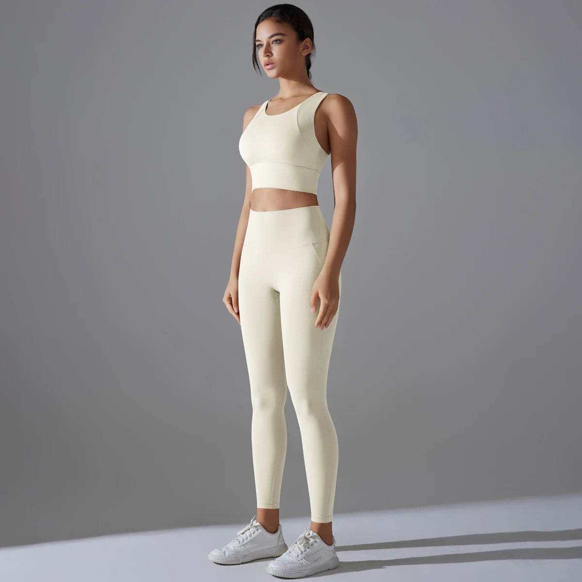 Yoga Set Women's Tracksuit Crop Top Shockproof Sports Bras Gym