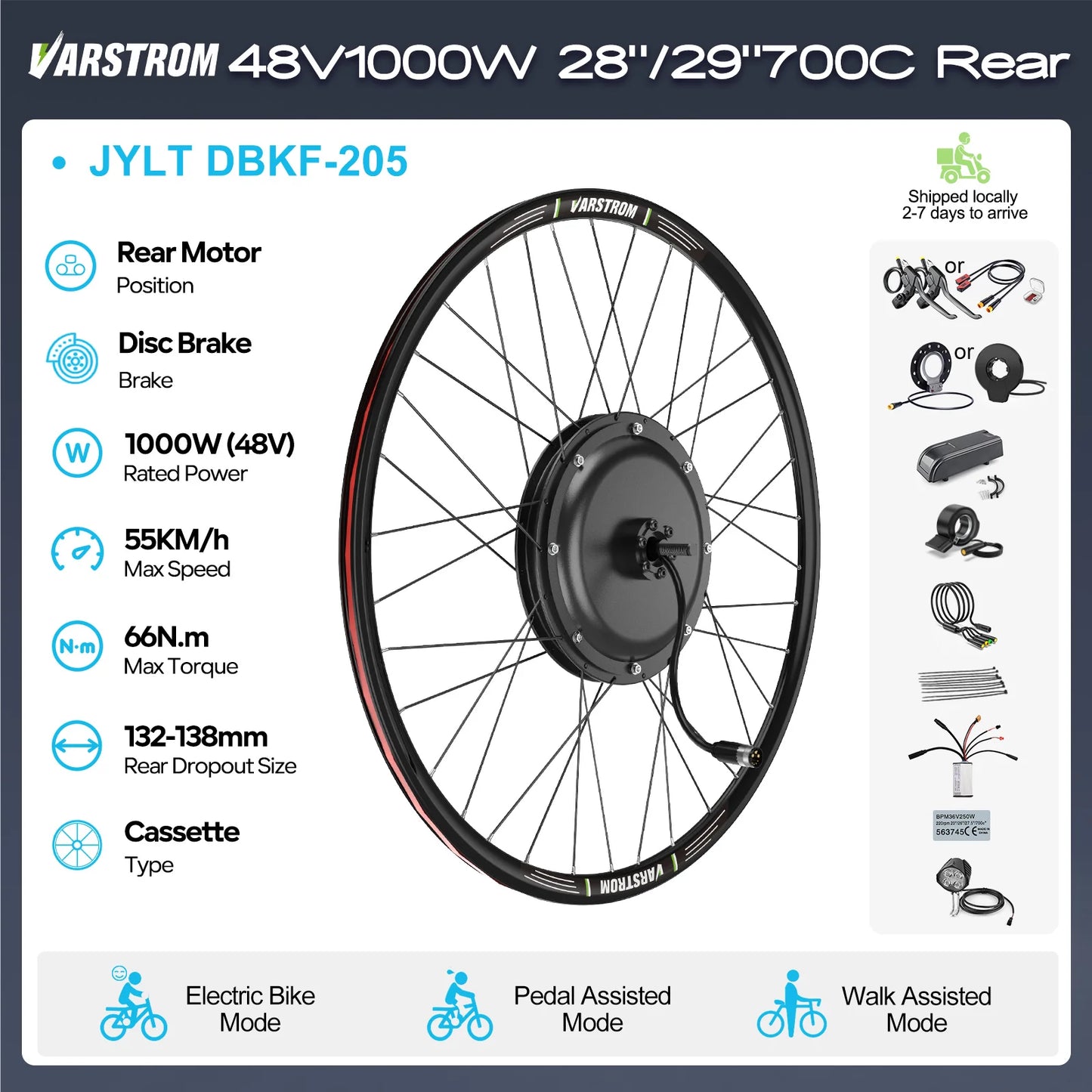 Bafang Varstrom Rear Hub Motor Ebike Kit 500W 65Nm Torque 36V Or 48V Fits 135-142mm Dropout