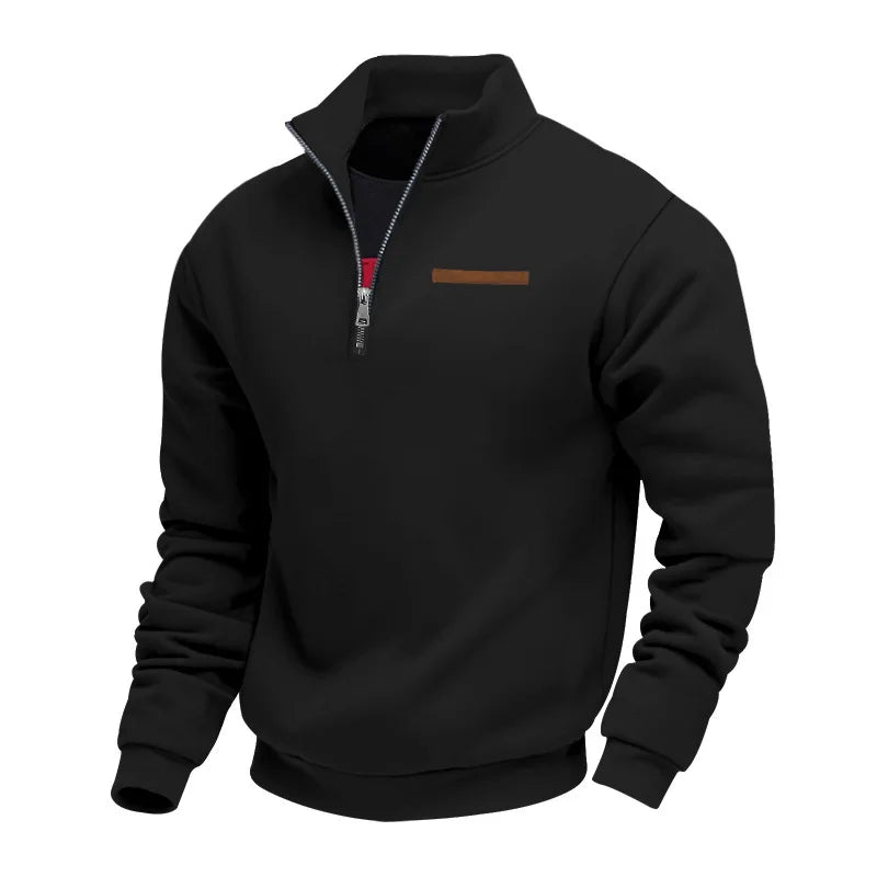 Men's Autumn Winter Heavy Fleece Hoodie Half Zip Stand Collar