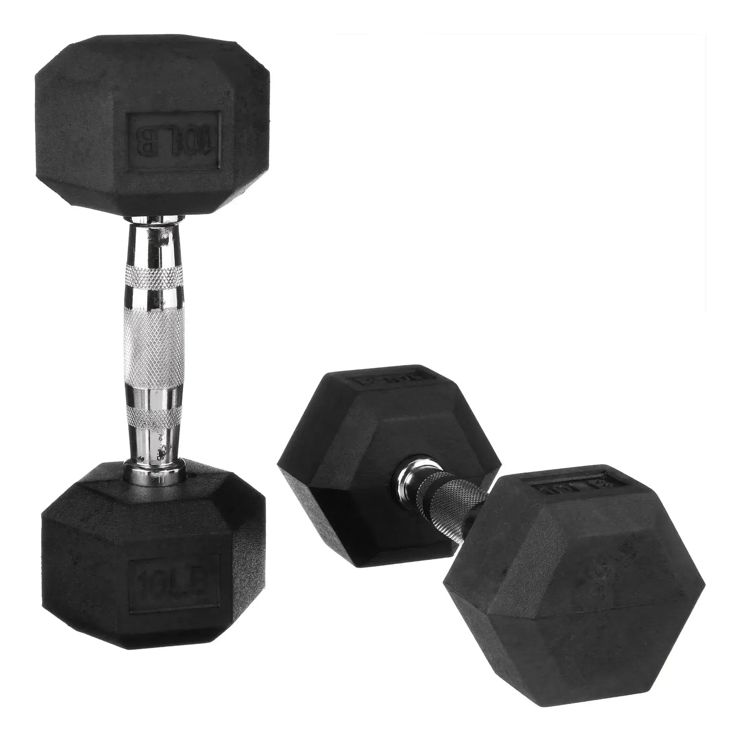 Rubber Encased Hex Dumbbells 10 Lb Pair For Strength Training