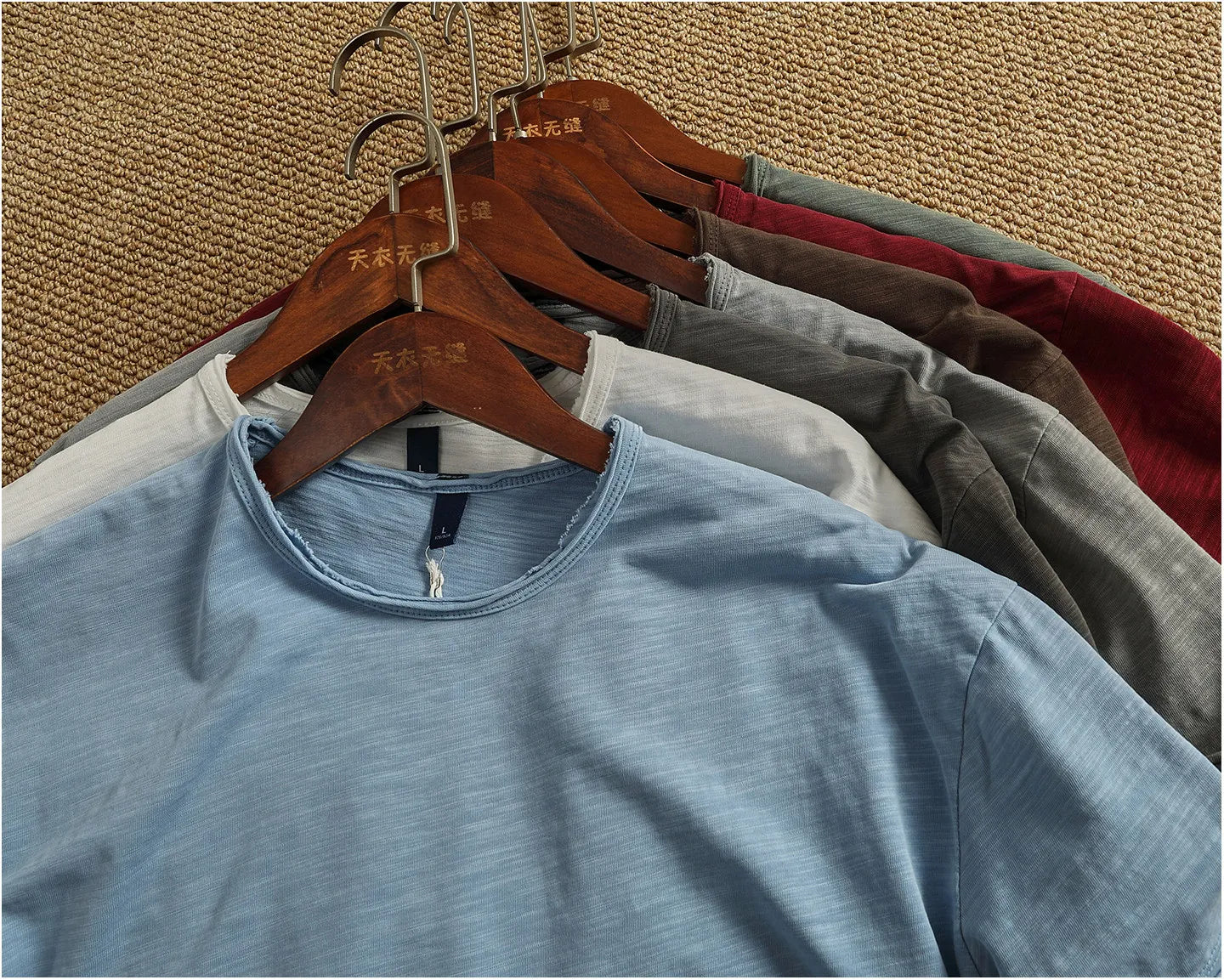Iceupsnow Summer American Retro Breathable Cotton Slub T Shirt Men Neckline