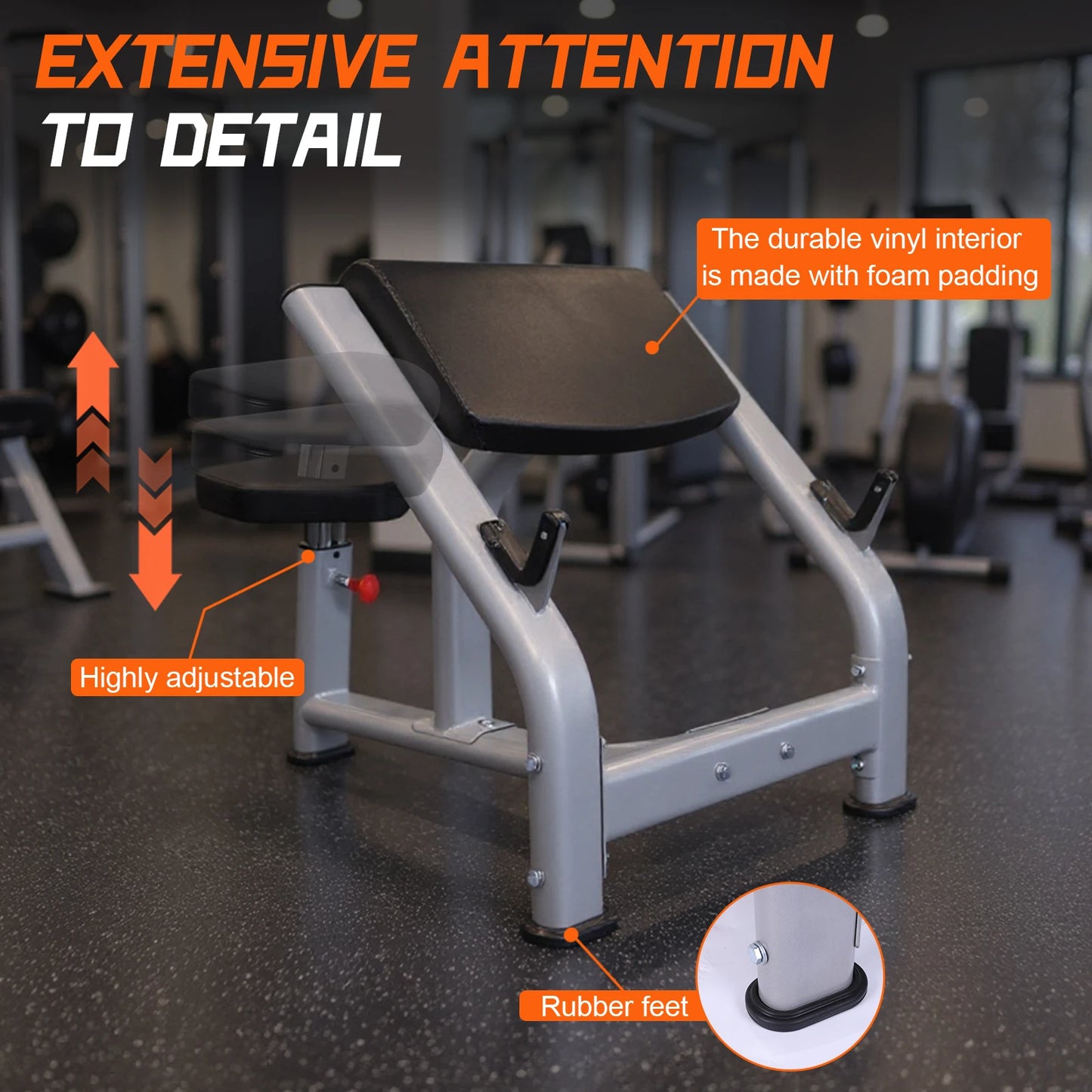 Preacher Curl Bench With Adjustable Seat For Home Gym