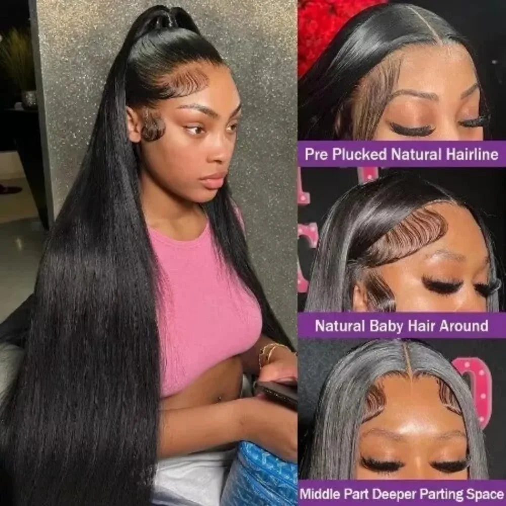 Baluiki HD Transparent Lace Frontal Wig 200 Density Remy Brazilian Hair 360 Lace 13x6 Panel