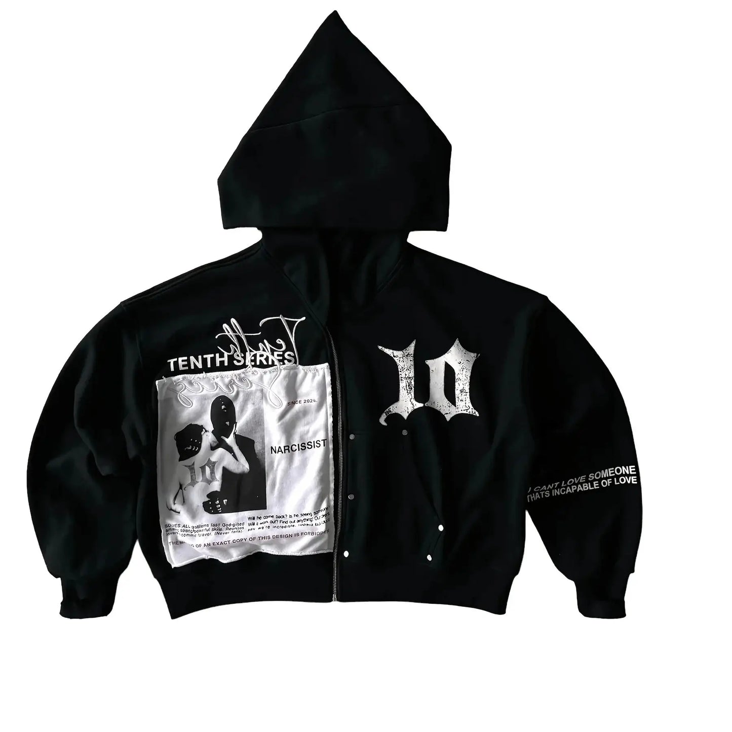 Oversized Zip Up Hoodie Tenth Series Graphic Print Streetwear Jacket