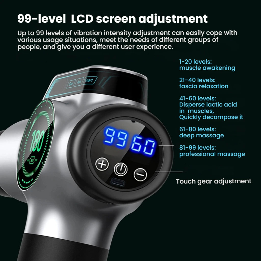 Massage Gun 99 Speeds 8 Attachments for Full Body Recovery