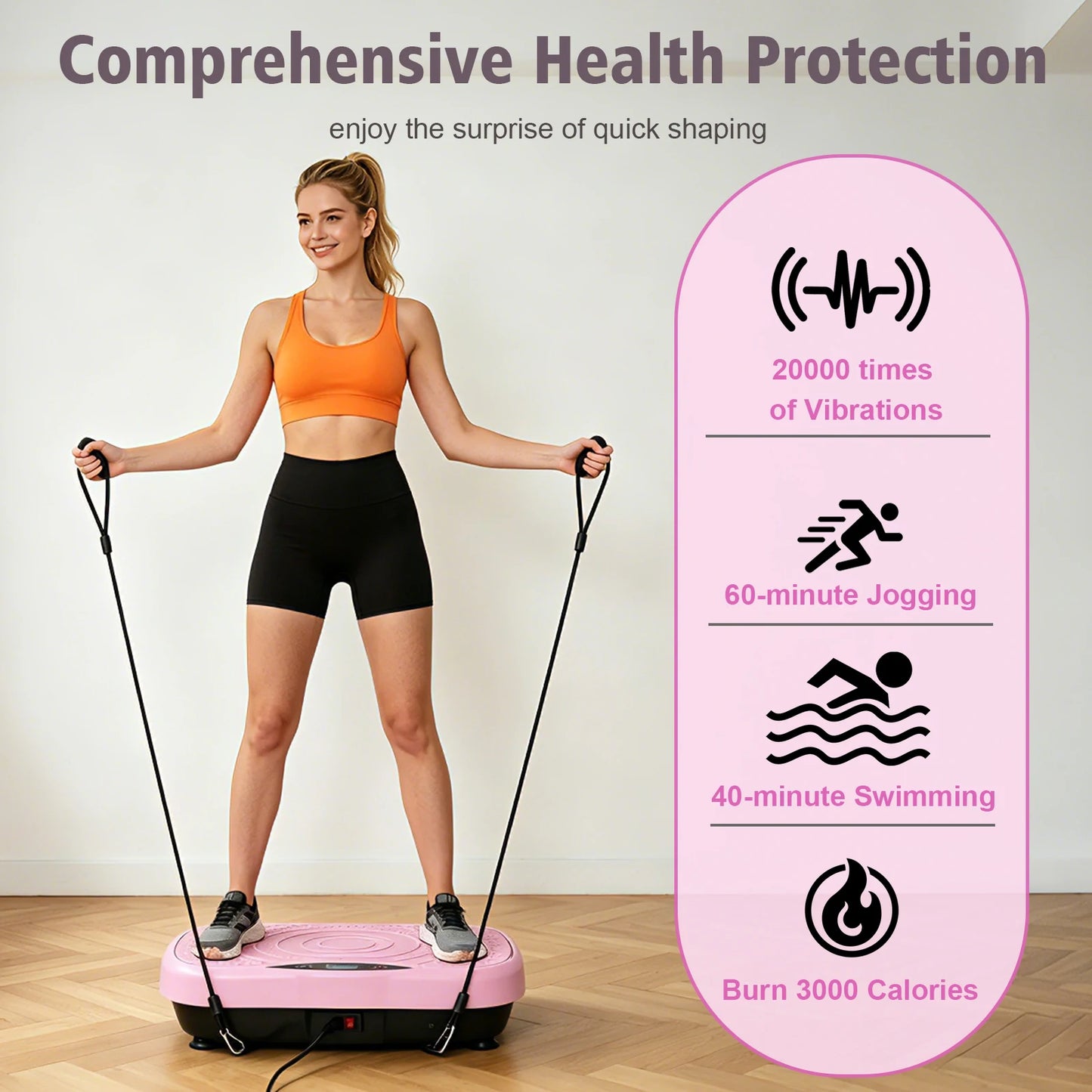 Whole Body Vibration Plate Exercise Machine With Bluetooth Resistance Bands