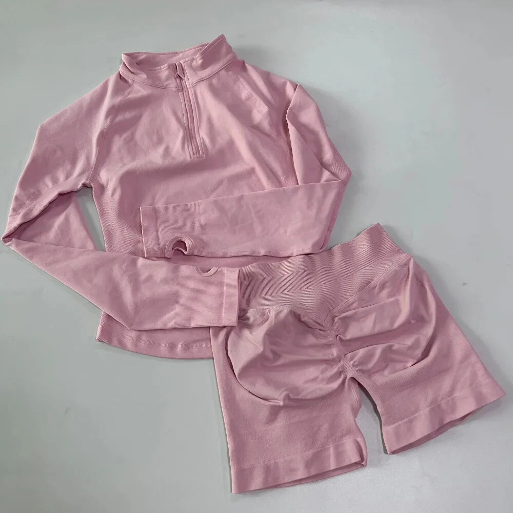 EVERWANTED Impact Womens 2 Piece Yoga Set Jacket And Shorts